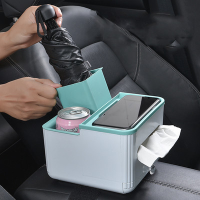 Мултифункционална кутия за съхранение на кола Подлакътник Органайзери Интериор на автомобила Събиране Подреждане Аксесоари за телефон Тисука Поставка за чаша за напитки