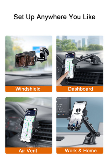 Sucker Стойка за стойка за държач за телефон за кола GPS Телефон Поддръжка на мобилни клетки за iPhone 13 12 11 Pro Xiaomi Huawei Samsung