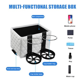 Интериор на автомобила Кутия за кърпички Поставка за чаша Многофункционална кутия за съхранение Поставки за чаши за вода Автоматичен подлакътник Кутия за съхранение Органайзер за интериор на кола