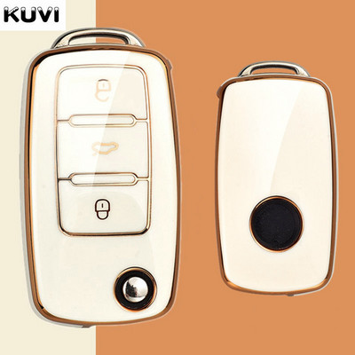 TPU automašīnas atslēgas korpusa vāciņa turētāja apvalks priekš VW Volkswagen Polo Golf Passat Beetle Caddy Tiguan Skoda Octavia Kodiaq Seat Leon Altea