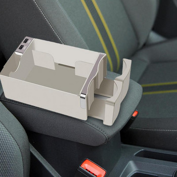 Κουτί αποθήκευσης υποβραχιόνιου αυτοκινήτου Γενική φορητή κονσόλα αυτοκινήτου πλευρική οργάνωση Θήκη κουτιού αποθήκευσης τσέπης Auto Dual USB Φορτιστής ποτηροθήκη