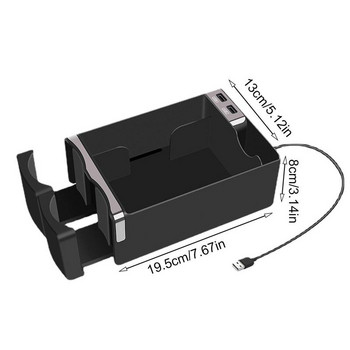 Подлакътник за кола Кутия за съхранение Универсална преносима конзола за кола Страничен органайзер Джобна кутия за съхранение Калъф Автоматично двойно USB зарядно Поставка за чаша
