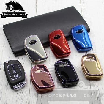 TPU калъф за ключове за HYUNDAI HB20 Cocolockey Ix45 IX35 Santa Fe Flip Remote Cover Калъф за ключове 3 бутона Fob Car Styling