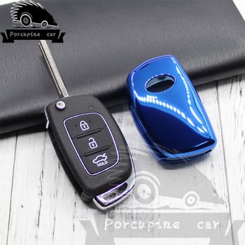 TPU калъф за ключове за HYUNDAI HB20 Cocolockey Ix45 IX35 Santa Fe Flip Remote Cover Калъф за ключове 3 бутона Fob Car Styling