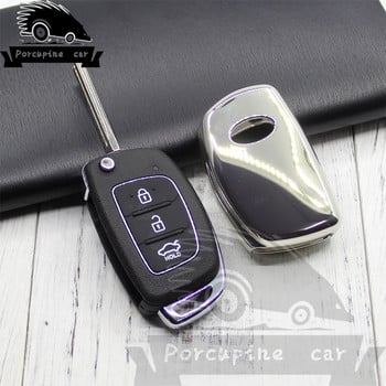 TPU калъф за ключове за HYUNDAI HB20 Cocolockey Ix45 IX35 Santa Fe Flip Remote Cover Калъф за ключове 3 бутона Fob Car Styling