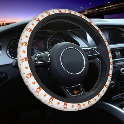 37-38 Huse pentru volan de mașină Kawaii Corgi Câine împletitură pe capacul de volan Accesorii pentru auto Elastische de stil auto