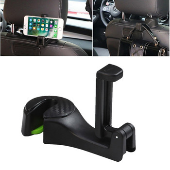 Закачалка-кукичка с държач за телефон за подглавник на предна седалка на кола (2 в 1)