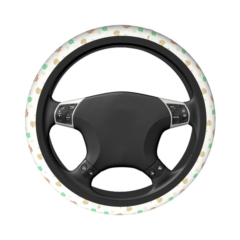 Dog Team Child Gift Car Steering Wheel Cover 37-38 Elastic Anime Plaid Auto Steering Wheel Protector Elastische Car Accessories