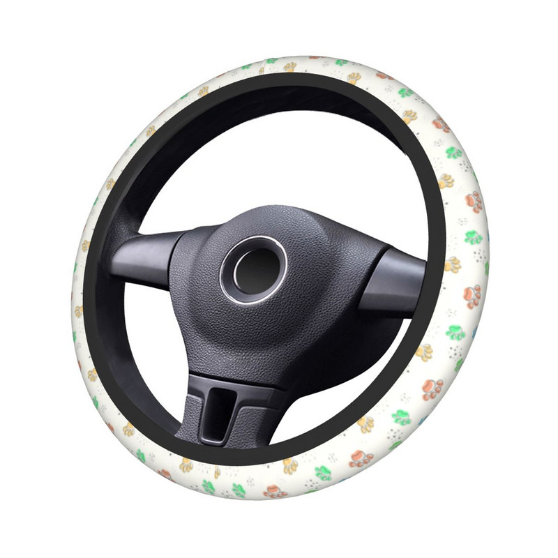 Dog Team Child Gift Car Steering Wheel Cover 37-38 Elastic Anime Plaid Auto Steering Wheel Protector Elastische Car Accessories