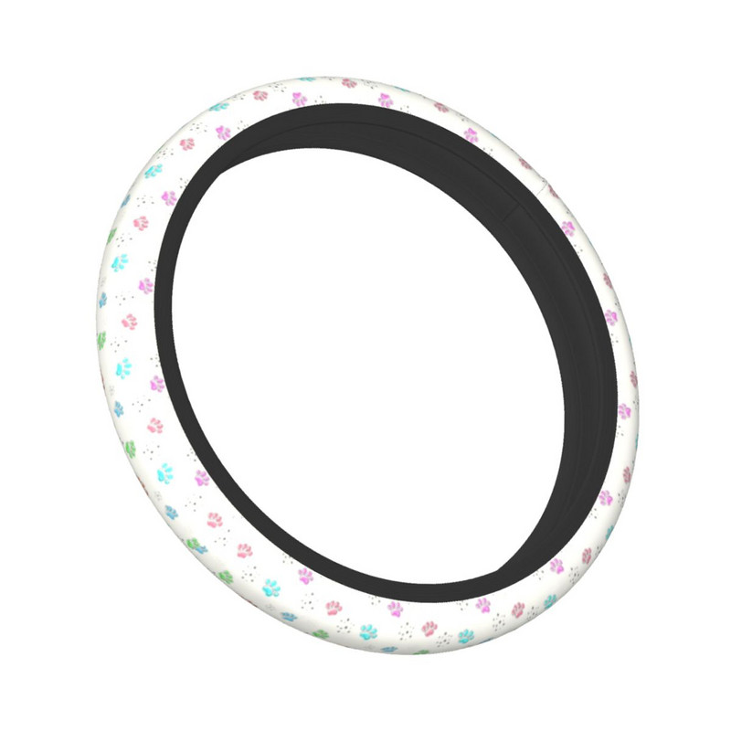 Dog Team Child Gift Car Steering Wheel Cover 37-38 Elastic Anime Plaid Auto Steering Wheel Protector Elastische Car Accessories