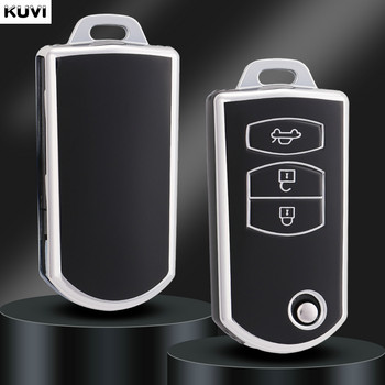 Моден TPU автомобилен сгъваем калъф за ключове Cover Shell за Mazda 3 5 6 Series M6 RX8 MX5 2 3 Button Protector Keychain Fob Bag Bag Accessories