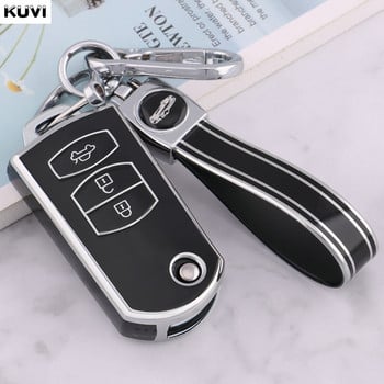 Моден TPU автомобилен сгъваем калъф за ключове Cover Shell за Mazda 3 5 6 Series M6 RX8 MX5 2 3 Button Protector Keychain Fob Bag Bag Accessories