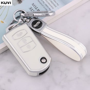 Моден TPU автомобилен сгъваем калъф за ключове Cover Shell за Mazda 3 5 6 Series M6 RX8 MX5 2 3 Button Protector Keychain Fob Bag Bag Accessories