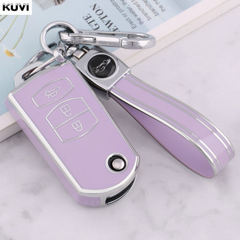 Моден TPU автомобилен сгъваем калъф за ключове Cover Shell за Mazda 3 5 6 Series M6 RX8 MX5 2 3 Button Protector Keychain Fob Bag Bag Accessories