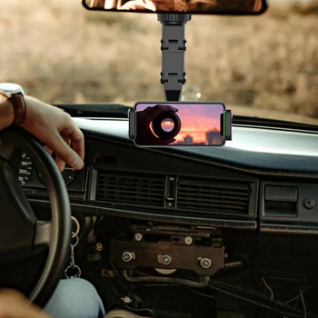Държач за телефон за кола, въртящ се на 360 градуса, автоматично огледало за обратно виждане, седалка, висяща скоба, скоба, държач за мобилен телефон