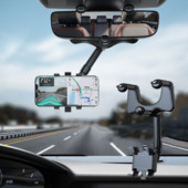 Autós telefon tartó Hátsó tükör AR Navigációs Autós Többfunkciós 360°-os univerzális forgatható, állítható teleszkópos telefontartó