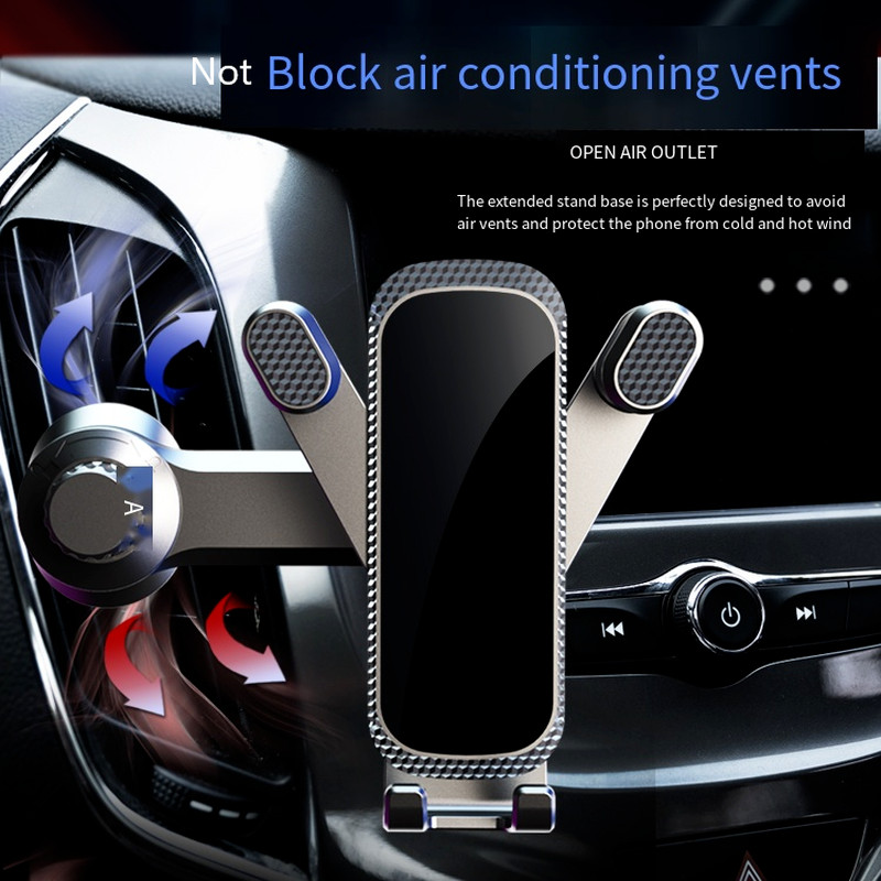Autós telefontartó Auto Air Outlet Mount 360 Forgatható ütésálló mobiltelefon-állvány kampós klip tartó Xiaomi Huawei IPhone 12 készülékhez