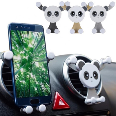 Универсален държач за телефон Panda Gravity Car Phone Stand Стойка за вентилационен отвор Симпатичен мобилен телефон GPS Стойки и държач за скоба за кола