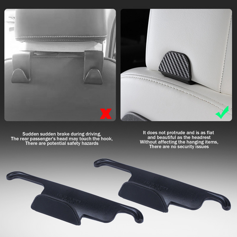 2 vnt Nešiojamos automobilio sėdynės kablys, skirtas Tesla Model 3 Model Y 2017-2021 Sandėliavimas Funkciniai priedai Vidaus modifikacija