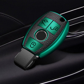 Δερμάτινο + TPU Κάλυμμα θήκης κλειδιού αυτοκινήτου για Mercedes Benz ABCG Class W221 W204 W205 W176 W251 W463 GLK GLA CLA