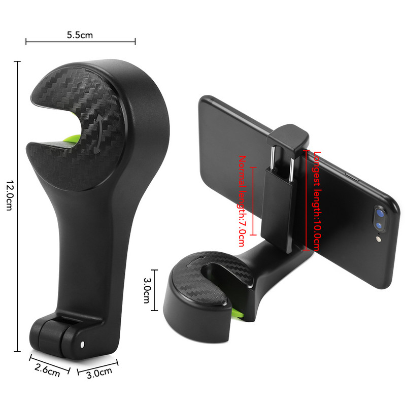 Nugaros kablys 2 in 1 Automobilio galvos atramos kablys su telefono laikikliu Sėdynės nugaros pakaba Krepšiui Rankinės Piniginės Maisto prekių audinys Sulankstomas spaustukai Organizuoti