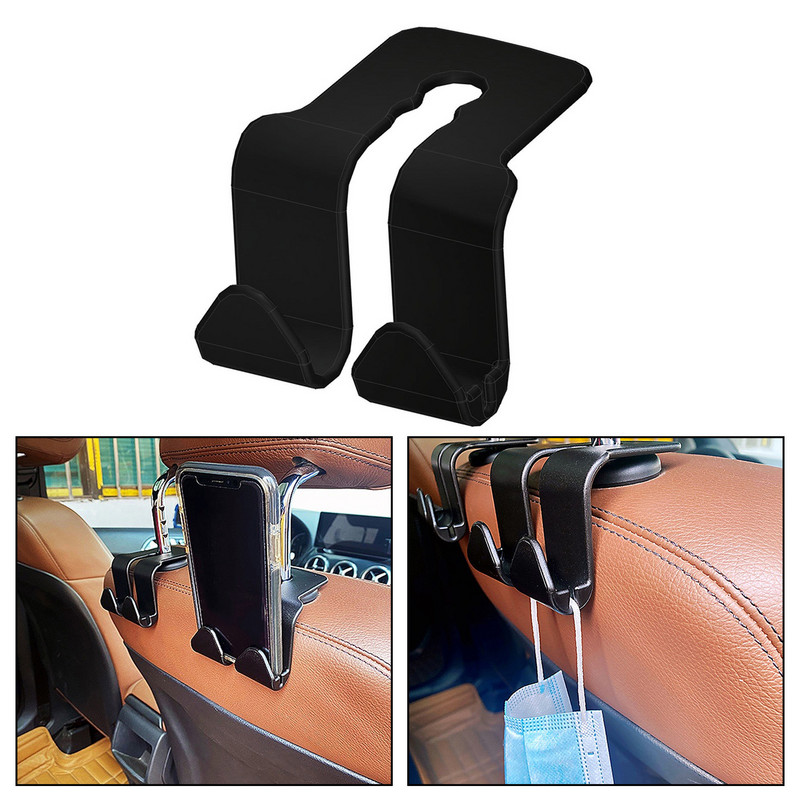 Universalus automobilio sėdynės atlošo kablys Daugiafunkcis automobilinės sėdynės galvos atramos pakaba Kabliukas Telefono laikiklis Automobilinis laikiklis krepšiui piniginės audinys