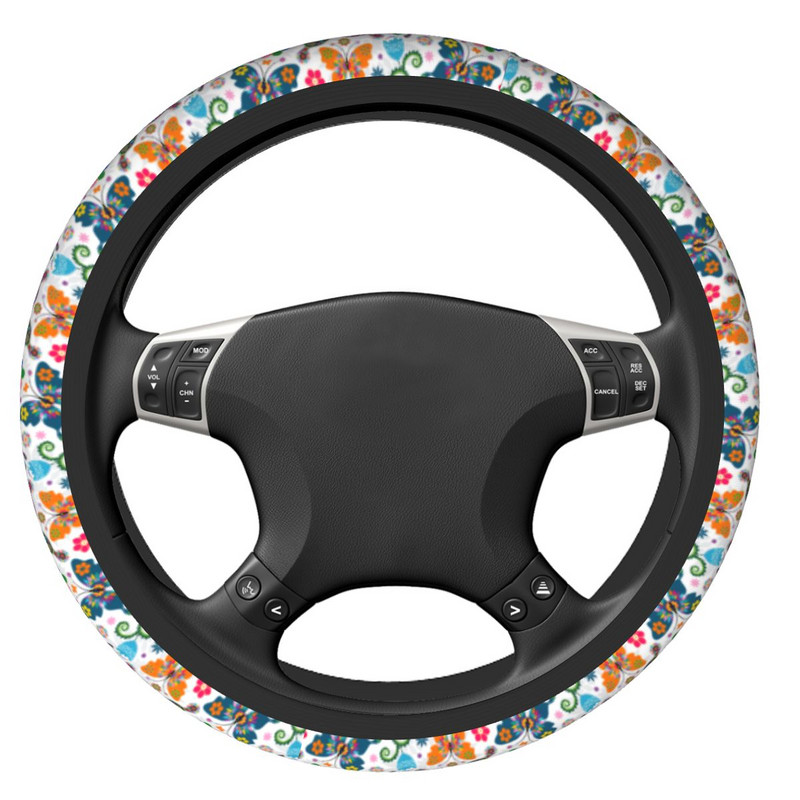 38 cm automobilio vairo dangteliai Drugelis Spalvingas neslystantis pynimas ant vairo dangtelio Tinkami automobilio priedai