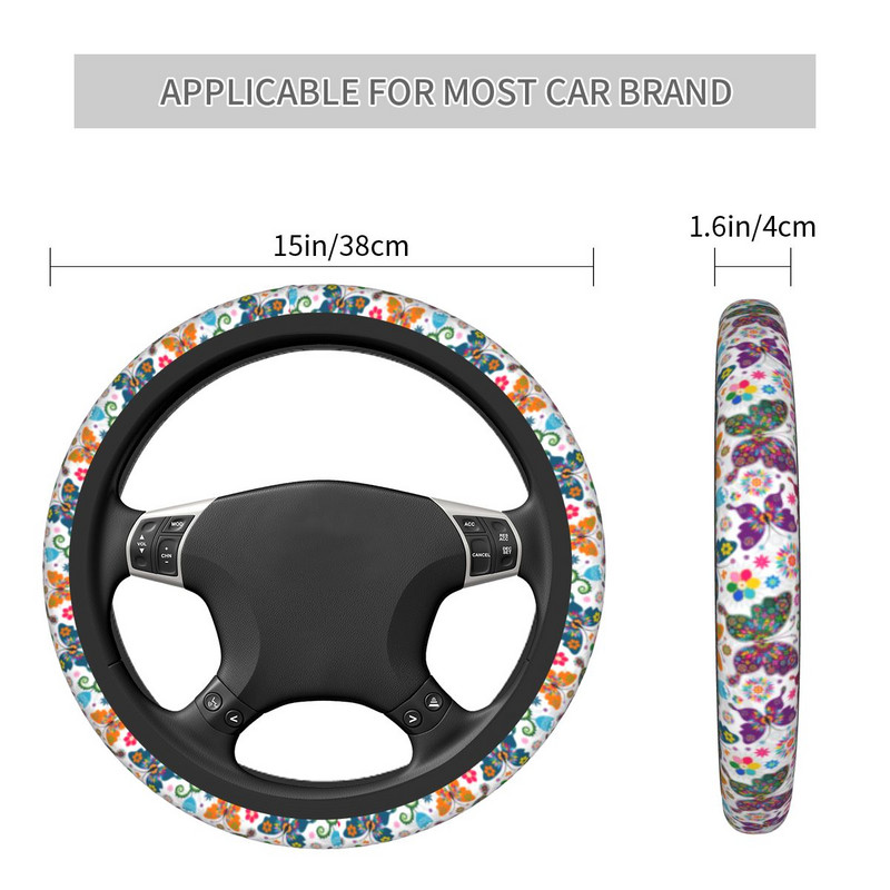 38 cm automobilio vairo dangteliai Drugelis Spalvingas neslystantis pynimas ant vairo dangtelio Tinkami automobilio priedai