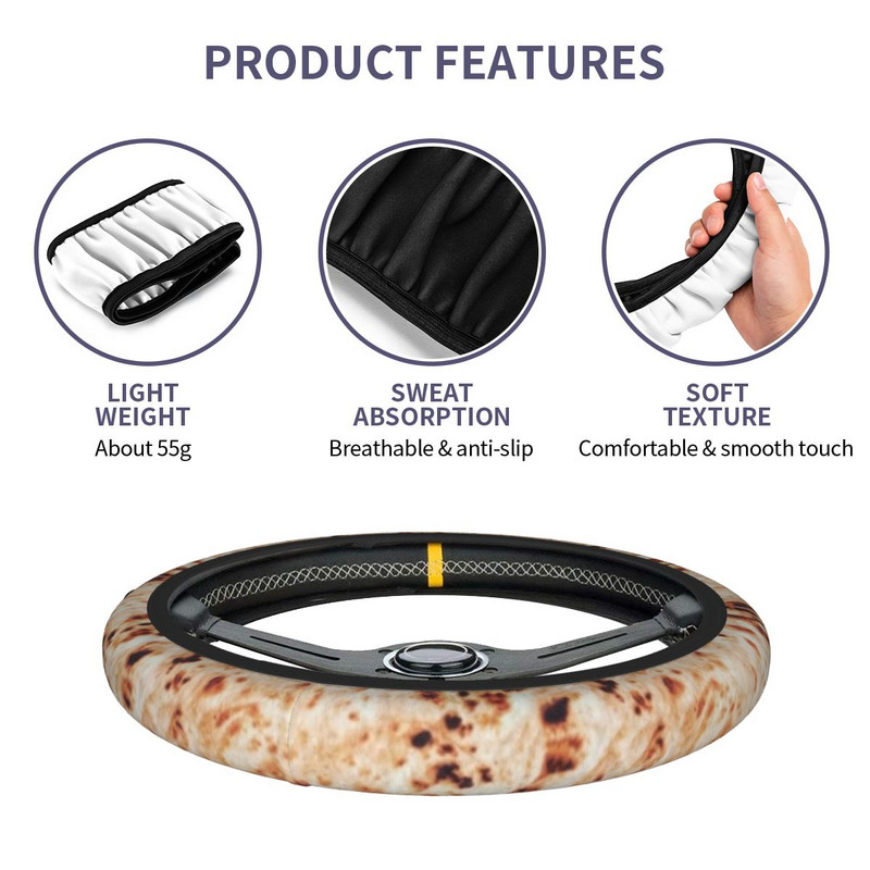 38 cm automobilio vairo dangtis Burrito miltų tortilijos dizainas neslystantis maistas traškus plonas automobilio dekoravimas spalvingi automobilio priedai