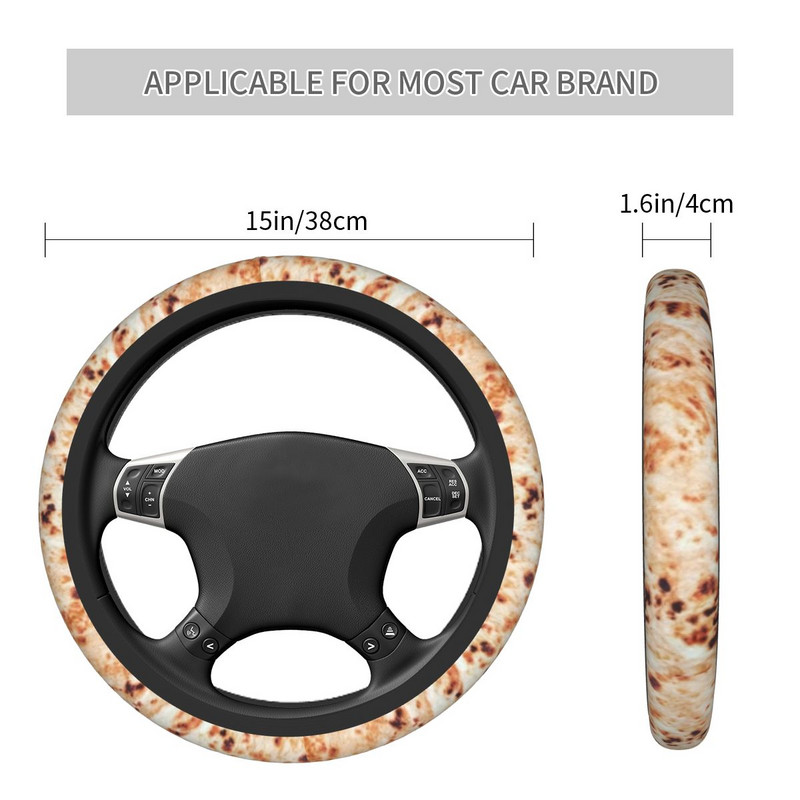 38 cm automobilio vairo dangtis Burrito miltų tortilijos dizainas neslystantis maistas traškus plonas automobilio dekoravimas spalvingi automobilio priedai