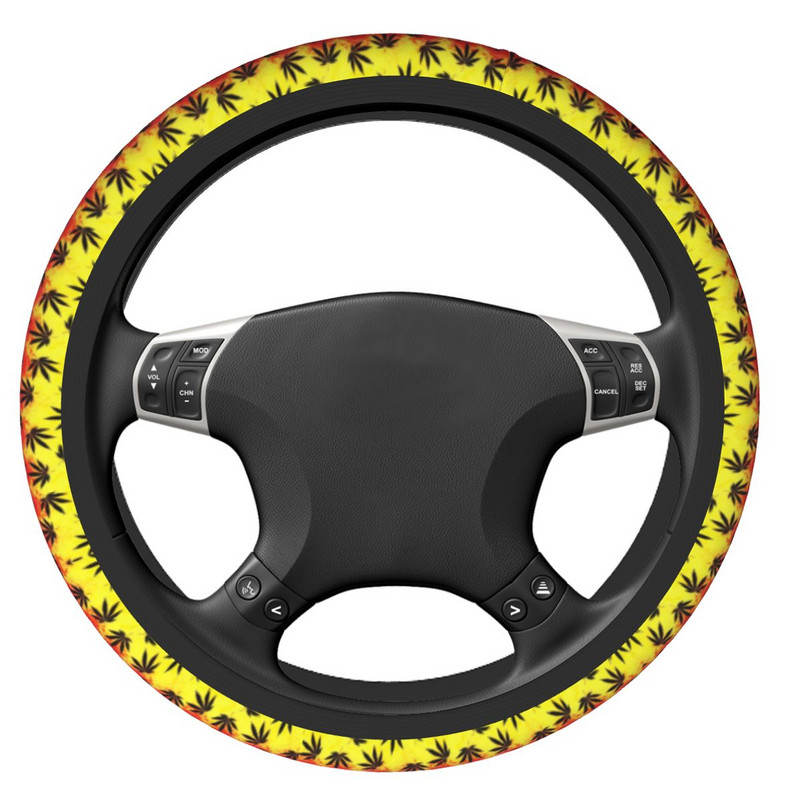 Capac pentru volan de mașină cu frunze de buruieni 38 cm Anti-alunecare Herb Nature Protector de volan auto potrivit pentru stilul auto Accesorii auto