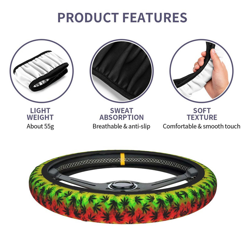 Capac pentru volan de mașină cu frunze de buruieni 38 cm Anti-alunecare Herb Nature Protector de volan auto potrivit pentru stilul auto Accesorii auto