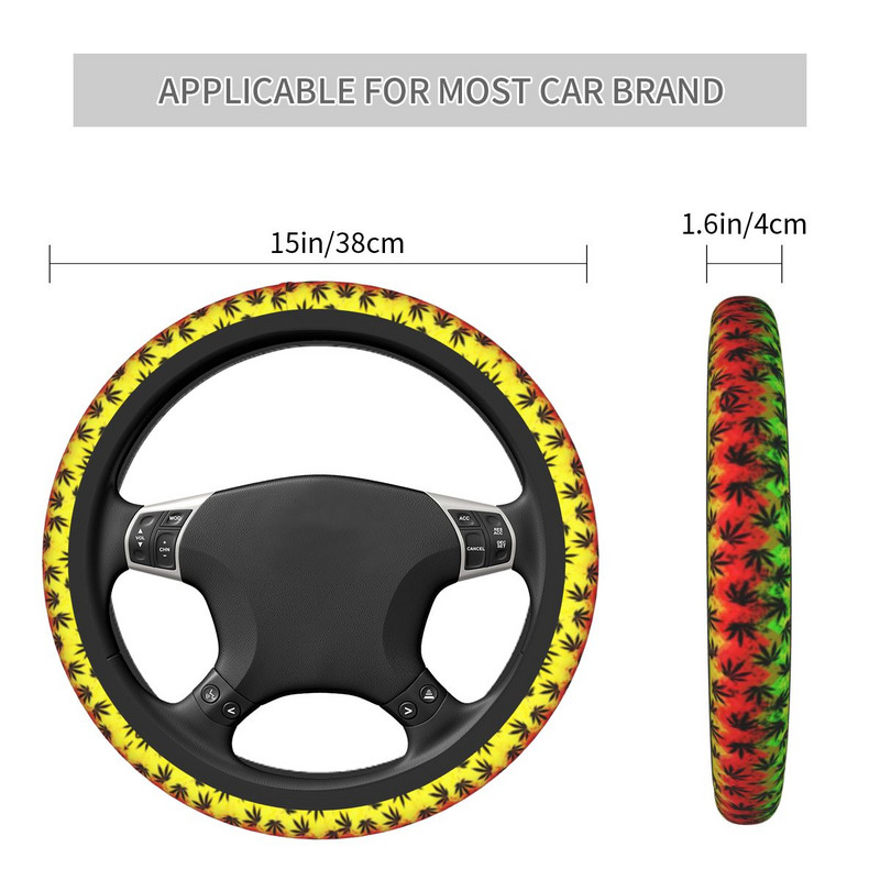 Capac pentru volan de mașină cu frunze de buruieni 38 cm Anti-alunecare Herb Nature Protector de volan auto potrivit pentru stilul auto Accesorii auto