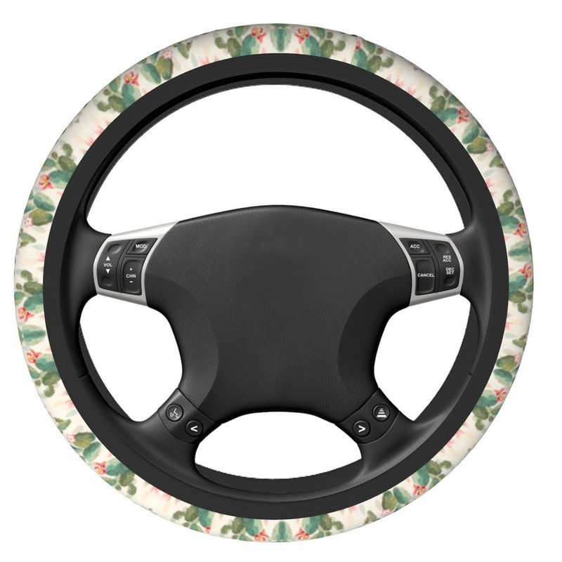 37-38 Navlaka za volan automobila Kaktus Zelena biljka Elastična auto dekoracija Šareni dodaci za automobil