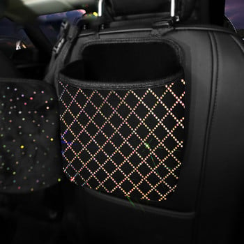 Universal Car Rhinestone Storage Bag Auto Organizer Crystal Leather Seat Car Seat Filler Organizer Αξεσουάρ διακόσμησης αυτοκινήτου για κορίτσια