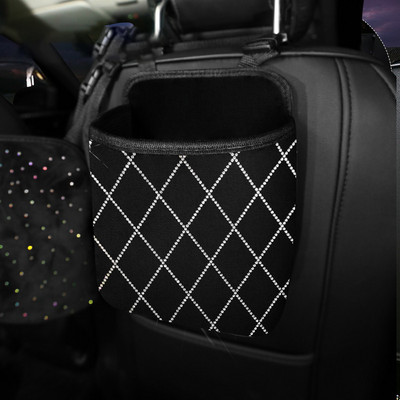 Universal Car Rhinestone Storage Bag Auto Organizer Crystal Leather Seat Car Seat Filler Organizer Αξεσουάρ διακόσμησης αυτοκινήτου για κορίτσια