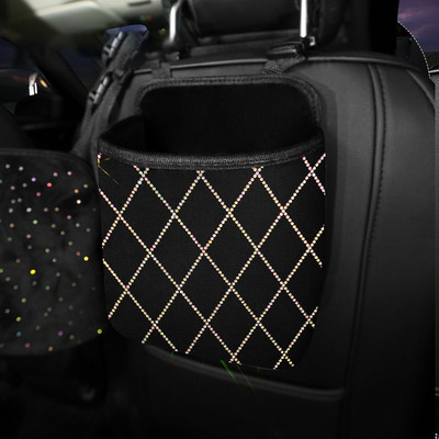 Universal Car Rhinestone Storage Bag Auto Organizer Crystal Leather Seat Car Seat Filler Organizer Αξεσουάρ διακόσμησης αυτοκινήτου για κορίτσια