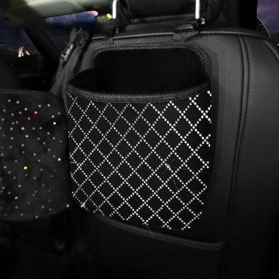 Universal Car Rhinestone Storage Bag Auto Organizer Crystal Leather Seat Car Seat Filler Organizer Αξεσουάρ διακόσμησης αυτοκινήτου για κορίτσια