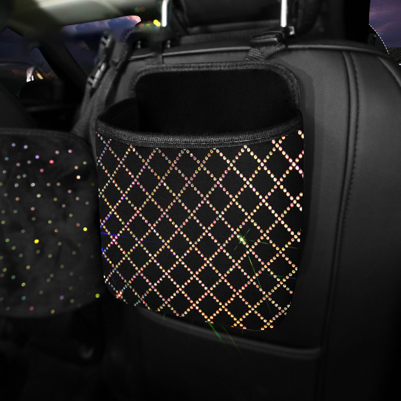 Universal Car Rhinestone Storage Bag Auto Organizer Crystal Leather Seat Car Seat Filler Organizer Αξεσουάρ διακόσμησης αυτοκινήτου για κορίτσια