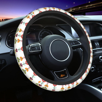 38 cm automobilio vairo gaubtai Orla Kiely universalūs lapai, spalvingi pynimai ant vairo dangtelio Automobilio stiliaus automobilių priedai