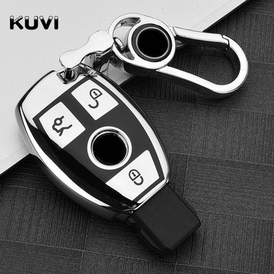 Висококачествена хромирана TPU чанта за ключове, подходяща за Mercedes Benz ACERM class CLA GLA Key Shell W204 W210 W124 W205 W203