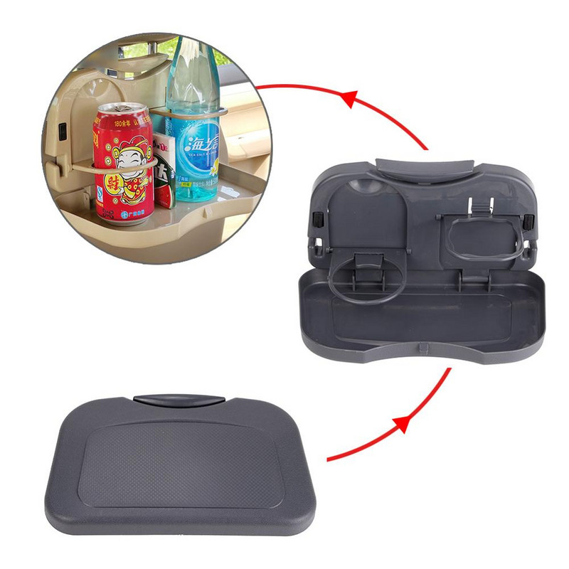 Sulankstomas automobilio galinės sėdynės staliukas, plastikinis gėrimų maisto laikiklis, puodelių laikiklis