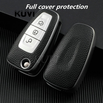 Автомобилен моден кожен флип капак за ключ Калъф за дистанционно управление Fob Подходящ за Ford Focus MK3 Mondeo Fiesta Kuga ECOSPORT ESCAPE RANGER