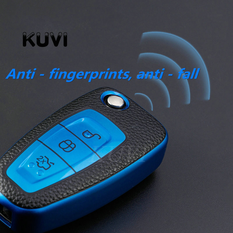 Capac pentru chei din piele de modă pentru mașină, husă pentru telecomandă, pentru Ford Focus MK3 Mondeo Fiesta Kuga ECOSPORT ESCAPE RANGER