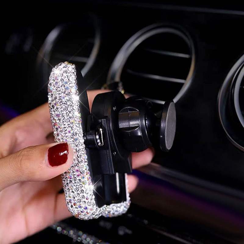 Crystal Diamond univerzális autós telefontartó Bling Rhinestone autós szellőzőnyílásra szerelhető állvány mobiltelefon tartó iPhone-hoz Samsung