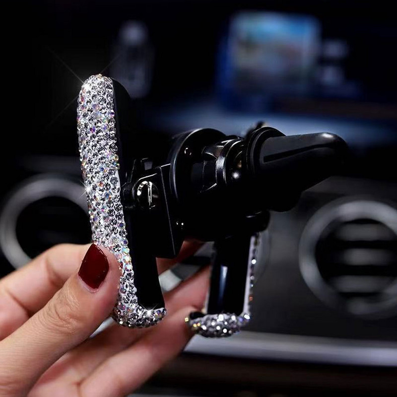 Crystal Diamond univerzális autós telefontartó Bling Rhinestone autós szellőzőnyílásra szerelhető állvány mobiltelefon tartó iPhone-hoz Samsung