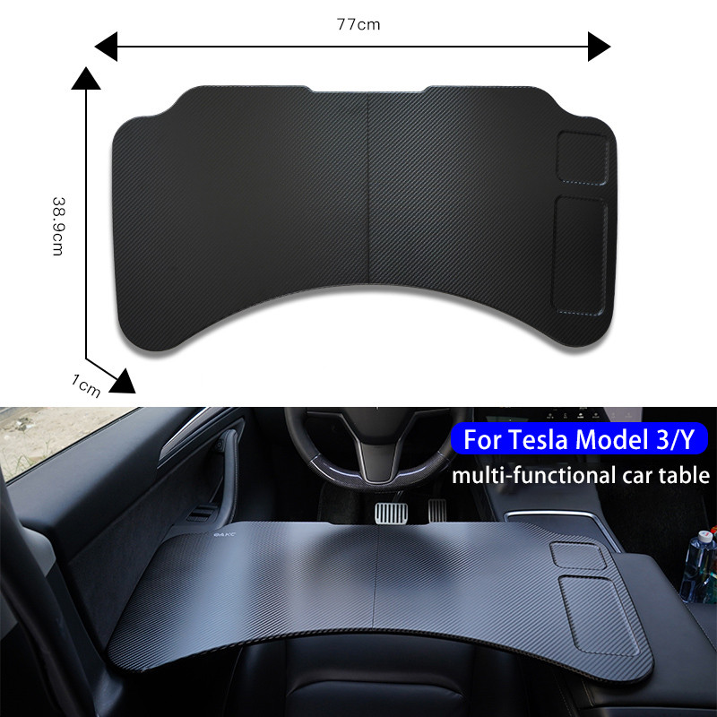 Tesla Model 3 autós vezetőasztalhoz, szénszálas, többfunkciós autós laptopasztalhoz, hordozható kormánykerekes asztalhoz az Y modellhez