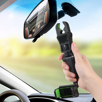 Държач за телефон за кола Многофункционален 360-градусов въртящ се автоматичен огледало за обратно виждане Седалка Висяща скоба Скоба Държач за мобилен телефон за кола