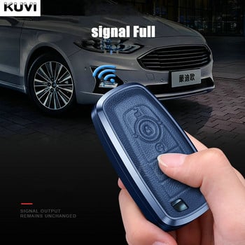 Алуминиева кожена калъфка за автомобилен ключ Калъф Shell Fob за Ford Fusion Mustang Explorer F150 Edge Mondeo Mk5 Focus Mk4 2019 2020 2021