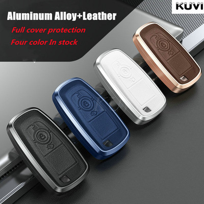Алуминиева кожена калъфка за автомобилен ключ Калъф Shell Fob за Ford Fusion Mustang Explorer F150 Edge Mondeo Mk5 Focus Mk4 2019 2020 2021